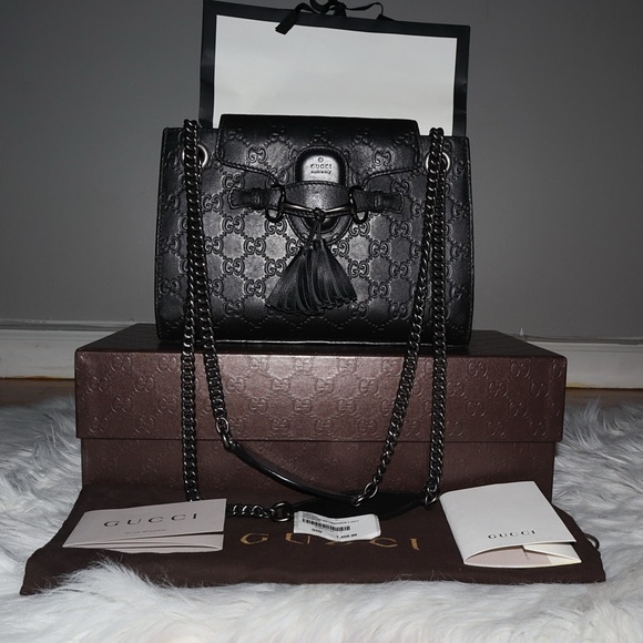 Gucci Handbags - Gucci Black Emily Guccissima